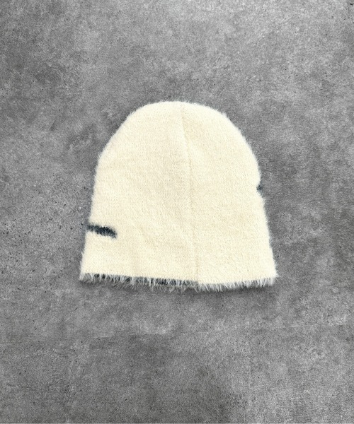 jiasecond.（ジアセカンド）の「【jiasecond.】リボン柄シャギービーニー / 帽子 ニット帽 ビーニー ファー ニットワッチ リボン バレエコア シャギー 起毛 ふわふわ ブラック チャコール ZOZOTOWN限定（ニットキャップ/ビーニー・レディース・アイボリー/チャコールグレー・FREE）」の4枚目の写真