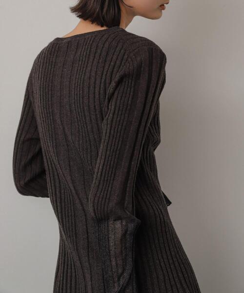 SENSE OF PLACE by URBAN RESEARCH（センスオブプレイスバイアーバンリサーチ）の「ボートネックシアースリーブリブセーター（ニット/セーター・レディース・イエロー/ネイビー/チャコールグレー/アイボリー・ONE）」の7枚目の写真