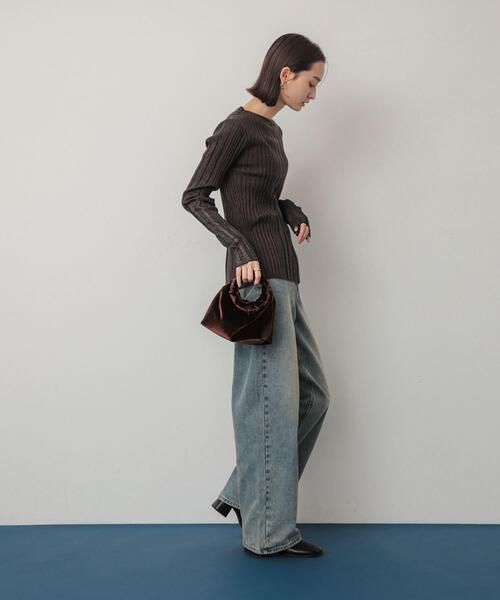 SENSE OF PLACE by URBAN RESEARCH（センスオブプレイスバイアーバンリサーチ）の「ボートネックシアースリーブリブセーター（ニット/セーター・レディース・イエロー/ネイビー/チャコールグレー/アイボリー・ONE）」の9枚目の写真