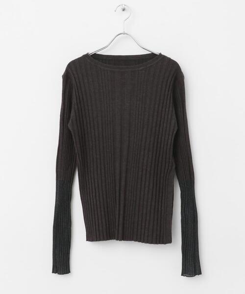 SENSE OF PLACE by URBAN RESEARCH（センスオブプレイスバイアーバンリサーチ）の「ボートネックシアースリーブリブセーター（ニット/セーター・レディース・イエロー/ネイビー/チャコールグレー/アイボリー・ONE）」の10枚目の写真