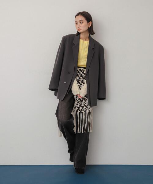 SENSE OF PLACE by URBAN RESEARCH（センスオブプレイスバイアーバンリサーチ）の「ボートネックシアースリーブリブセーター（ニット/セーター・レディース・イエロー/ネイビー/チャコールグレー/アイボリー・ONE）」の15枚目の写真