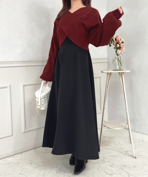apres jour(アプレジュール)の「クロスニットショートトップス【ZOZOTOWN限定アイテム】(ニット/セーター・レディース・ブラック/ブラウン系その他/ライトピンク/オフホワイト/レッド・フリー/X-LARGE)」の13枚目の写真