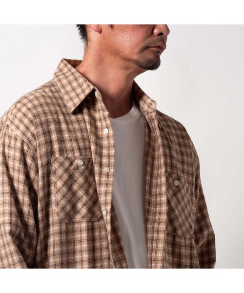 BAYBLO(ベイブロ)の「(SA) ワイド ビエラ 長袖 チェックシャツ(シャツ/ブラウス・メンズ・ネイビー系/ブラック系その他/レッド系その他2/ブラック×ブルー/グリーン系その他/レッド系その他/グレー系その他/ブラウン系その他・M/L/LL)」の5枚目の写真