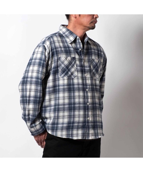 BAYBLO(ベイブロ)の「(SA) ワイド ビエラ 長袖 チェックシャツ(シャツ/ブラウス・メンズ・ネイビー系/ブラック系その他/レッド系その他2/ブラック×ブルー/グリーン系その他/レッド系その他/グレー系その他/ブラウン系その他・M/L/LL)」の9枚目の写真