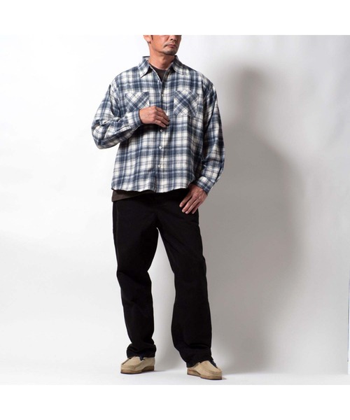 BAYBLO(ベイブロ)の「(SA) ワイド ビエラ 長袖 チェックシャツ(シャツ/ブラウス・メンズ・ネイビー系/ブラック系その他/レッド系その他2/ブラック×ブルー/グリーン系その他/レッド系その他/グレー系その他/ブラウン系その他・M/L/LL)」の10枚目の写真