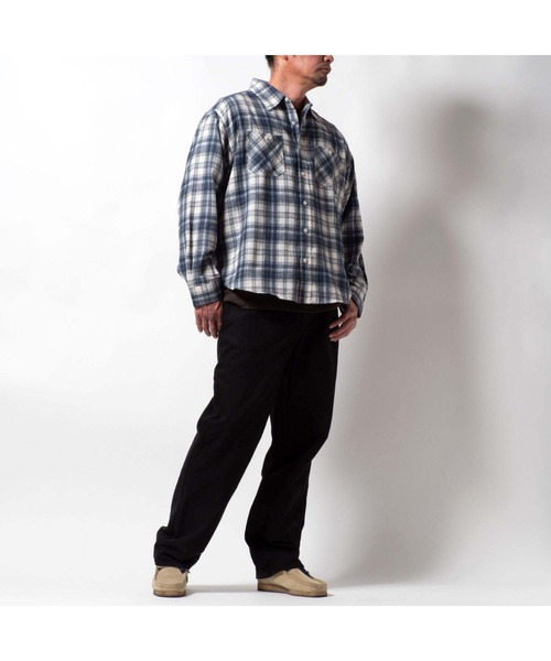 BAYBLO(ベイブロ)の「(SA) ワイド ビエラ 長袖 チェックシャツ(シャツ/ブラウス・メンズ・ネイビー系/ブラック系その他/レッド系その他2/ブラック×ブルー/グリーン系その他/レッド系その他/グレー系その他/ブラウン系その他・M/L/LL)」の12枚目の写真