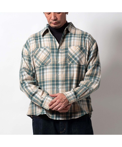 BAYBLO(ベイブロ)の「(SA) ワイド ビエラ 長袖 チェックシャツ(シャツ/ブラウス・メンズ・ネイビー系/ブラック系その他/レッド系その他2/ブラック×ブルー/グリーン系その他/レッド系その他/グレー系その他/ブラウン系その他・M/L/LL)」の13枚目の写真