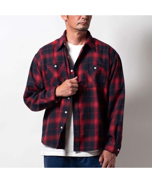 BAYBLO(ベイブロ)の「(SA) ワイド ビエラ 長袖 チェックシャツ(シャツ/ブラウス・メンズ・ネイビー系/ブラック系その他/レッド系その他2/ブラック×ブルー/グリーン系その他/レッド系その他/グレー系その他/ブラウン系その他・M/L/LL)」の19枚目の写真