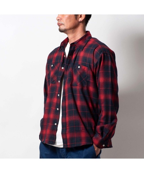 BAYBLO(ベイブロ)の「(SA) ワイド ビエラ 長袖 チェックシャツ(シャツ/ブラウス・メンズ・ネイビー系/ブラック系その他/レッド系その他2/ブラック×ブルー/グリーン系その他/レッド系その他/グレー系その他/ブラウン系その他・M/L/LL)」の20枚目の写真