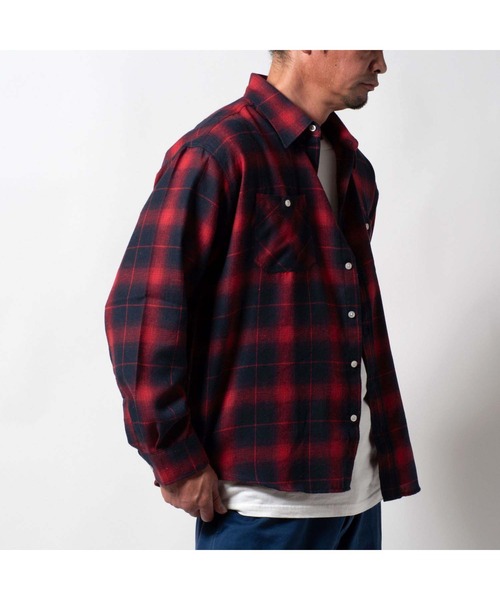 BAYBLO(ベイブロ)の「(SA) ワイド ビエラ 長袖 チェックシャツ(シャツ/ブラウス・メンズ・ネイビー系/ブラック系その他/レッド系その他2/ブラック×ブルー/グリーン系その他/レッド系その他/グレー系その他/ブラウン系その他・M/L/LL)」の21枚目の写真