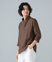 ARTS&SCIENCE コットン　シルク　リネン プルオーバーシャツブラウス ARTS&SCIENCE コットン シルク リネン プルオーバーシャツブラウス