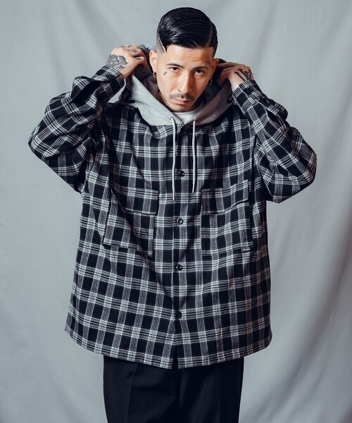 Subciety(サブサエティ)の「Hooded check shirt(シャツ/ブラウス・メンズ・ブラック/ブルー・X-LARGE/LARGE/MEDIUM/SMALL)」の17枚目の写真