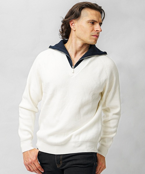 SOMEDIFF(サムディフ)の「【SOMEDIFF】レイヤードVネックニット メンズ オーバーサイズ セーター 深Vネック 春服(ニット/セーター・メンズ・ホワイト/ブラック・M/L)」の11枚目の写真
