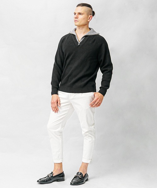 SOMEDIFF(サムディフ)の「【SOMEDIFF】レイヤードVネックニット メンズ オーバーサイズ セーター 深Vネック 春服(ニット/セーター・メンズ・ホワイト/ブラック・M/L)」の7枚目の写真