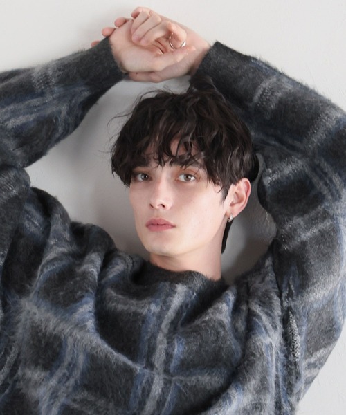 RAGEBLUE(レイジブルー)の「起毛チェック/オーバーサイズクルーネックニット(ニット/セーター・メンズ・ライトグレー/ブラウン/グレー・MEDIUM/LARGE)」の21枚目の写真