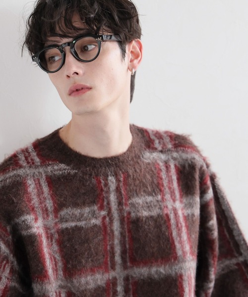 RAGEBLUE(レイジブルー)の「起毛チェック/オーバーサイズクルーネックニット(ニット/セーター・メンズ・ライトグレー/ブラウン/グレー・MEDIUM/LARGE)」の18枚目の写真