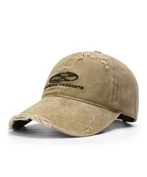 NO WAY（ノーウェイ）の「/Lilamusant(リラミュゾン)》ヴィンテージライクフロントロゴ刺繍キャップ ウォッシュ加工 ダメージ加工 カレッジロゴ グランジ Y2K 韓国ストリート（キャップ）」