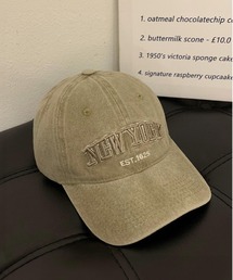 NO WAY（ノーウェイ）の「/Lilamusant(リラミュゾン)》ヴィンテージライクフロントロゴ刺繍キャップ ウォッシュ加工 ダメージ加工 カレッジロゴ グランジ Y2K 韓国ストリート（キャップ）」