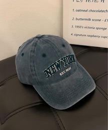 NO WAY（ノーウェイ）の「/Lilamusant(リラミュゾン)》ヴィンテージライクフロントロゴ刺繍キャップ ウォッシュ加工 ダメージ加工 カレッジロゴ グランジ Y2K 韓国ストリート（キャップ）」