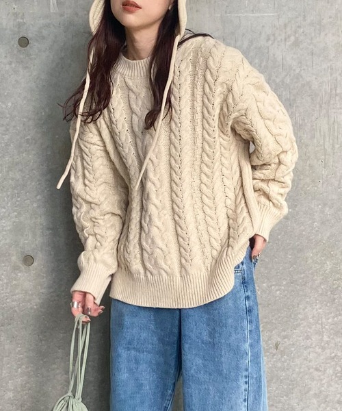 ISOOK（アイスー）の「ハンドニットウールブレンドカーディガン