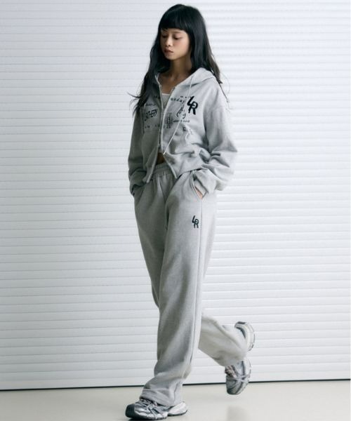 LEATHERY（レザリー）の「Cover Stitch Sweat Pants（スウェットパンツ・レディース・ブラック/グレー・FREE）」の9枚目の写真