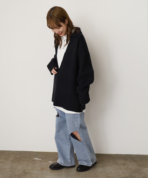 トップス K 深Vネック襟付きポロニットトップス（ニット/セーター）｜ROOPTOKYO