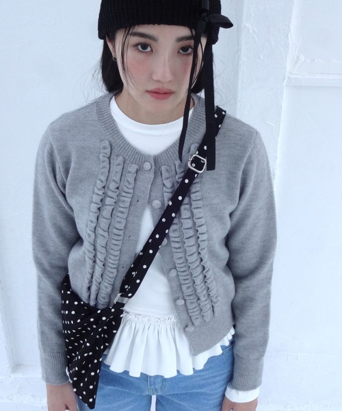 FEKETE（フェケテ）の「FRILL LONG SLEEVE TEE / フリルロンT（Tシャツ/カットソー・レディース・ホワイト/ブラック・FREE）」の14枚目の写真