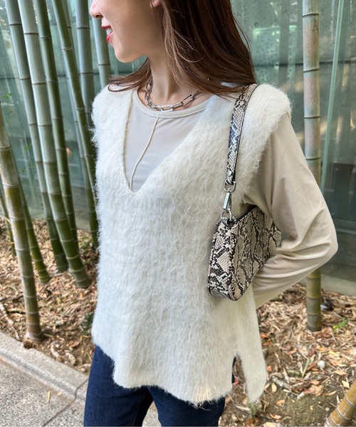ベスト ジレ KEGAKI VNECK KNIT VEST （ケガキベスト） レディース セール】KEGAKI VNECK KNIT VEST （ｹｶﾞｷﾍﾞｽﾄ）（ベスト）｜CIEL