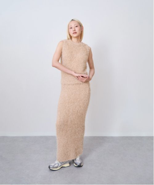 LUKU nari(ルクナーリ)の「フリンジニットスカート(スカート・レディース・ピンク/ベージュ・F)」の5枚目の写真