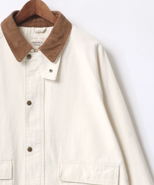 Lazar（ラザル）の「Denim & Twill Hunting Jacket/オーバーサイズ 襟コーデュロイ ショート丈 デニムジャケット/ハンティングジャケット/ブルゾン/レディース メンズ（デニムジャケット・メンズ・アイボリー/カーキ/ブラック/ブルー/ブラック系その他・M/L/LL）」の7枚目の写真