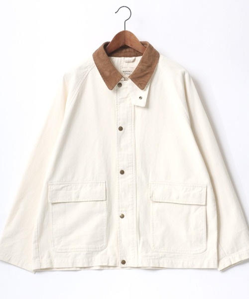 Lazar（ラザル）の「Denim & Twill Hunting Jacket/オーバーサイズ 襟コーデュロイ ショート丈 デニムジャケット/ハンティングジャケット/ブルゾン/レディース メンズ（デニムジャケット・メンズ・アイボリー/カーキ/ブラック/ブルー/ブラック系その他・M/L/LL）」の12枚目の写真