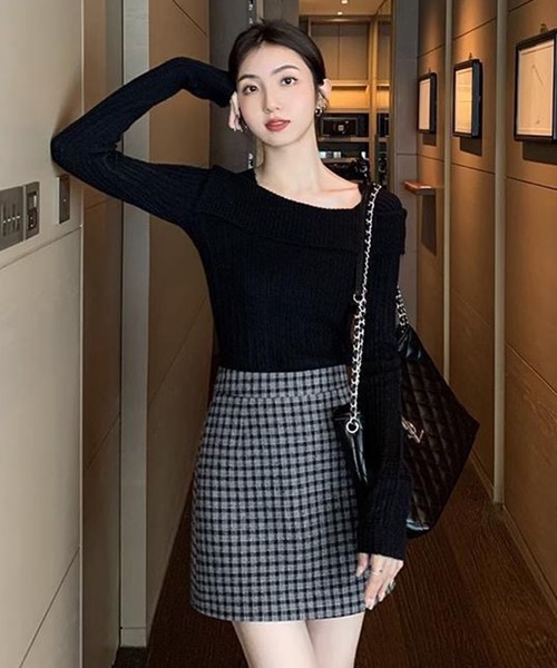 WESTSEA(ウエストシー)の「オフショルダー リブニット トップス(ニット/セーター・レディース・ワイン/ブラック/ピンク/ホワイト/グレー・FREE)」の10枚目の写真