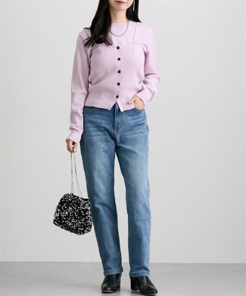 nissen（ニッセン）の「ハイウエストストレートブラスト加工ストレッチデニムパンツ（デニムパンツ・レディース・グレー系/ブルー系/ネイビー系・3L/LL/L/M/S）」の4枚目の写真