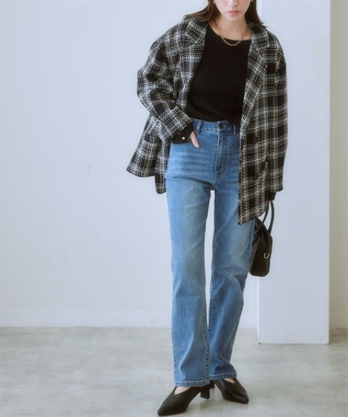 nissen（ニッセン）の「ハイウエストストレートブラスト加工ストレッチデニムパンツ（デニムパンツ・レディース・グレー系/ブルー系/ネイビー系・3L/LL/L/M/S）」の13枚目の写真