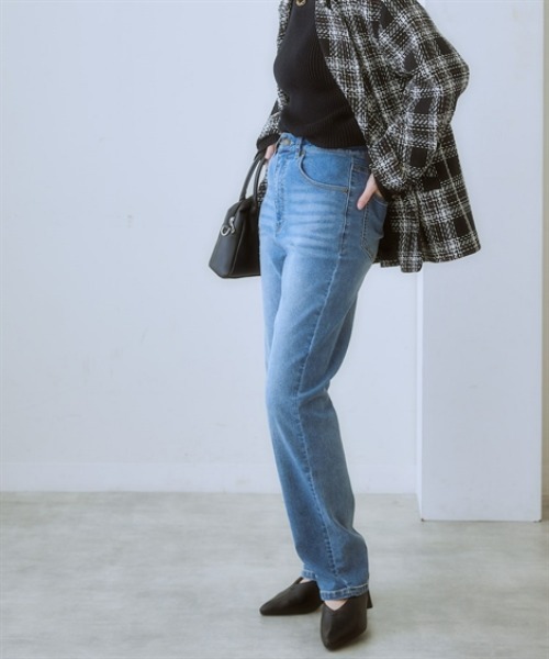 nissen（ニッセン）の「ハイウエストストレートブラスト加工ストレッチデニムパンツ（デニムパンツ・レディース・グレー系/ブルー系/ネイビー系・3L/LL/L/M/S）」の14枚目の写真