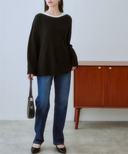 nissen（ニッセン）の「ハイウエストストレートブラスト加工ストレッチデニムパンツ（デニムパンツ・レディース・グレー系/ブルー系/ネイビー系・3L/LL/L/M/S）」の9枚目の写真