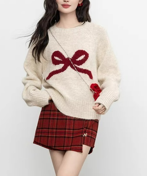 ampm（エーエムピーエム）の「※【ampm】リボンプリントシャギーニット（ニット/セーター・レディース・チャコールグレー/アイボリー/ライトグレー/パープル・FREE）」の15枚目の写真