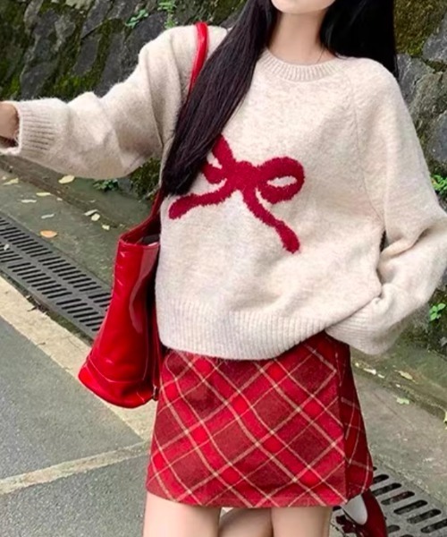 ampm（エーエムピーエム）の「※【ampm】リボンプリントシャギーニット（ニット/セーター・レディース・チャコールグレー/アイボリー/ライトグレー/パープル・FREE）」の22枚目の写真