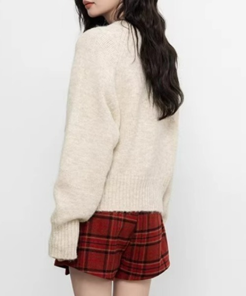 ampm（エーエムピーエム）の「※【ampm】リボンプリントシャギーニット（ニット/セーター・レディース・チャコールグレー/アイボリー/ライトグレー/パープル・FREE）」の17枚目の写真