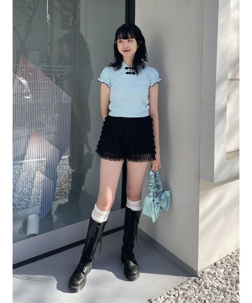 jouetie（ジュエティ）の「パフスリーブチャイナポロトップス（ポロシャツ・レディース・ブラック/ネイビー/ブルー/アイボリー・MEDIUM）」の14枚目の写真