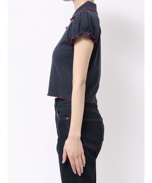 jouetie（ジュエティ）の「パフスリーブチャイナポロトップス（ポロシャツ・レディース・ブラック/ネイビー/ブルー/アイボリー・MEDIUM）」の17枚目の写真