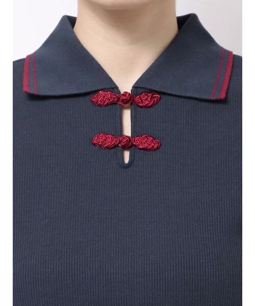 jouetie（ジュエティ）の「パフスリーブチャイナポロトップス（ポロシャツ・レディース・ブラック/ネイビー/ブルー/アイボリー・MEDIUM）」の19枚目の写真