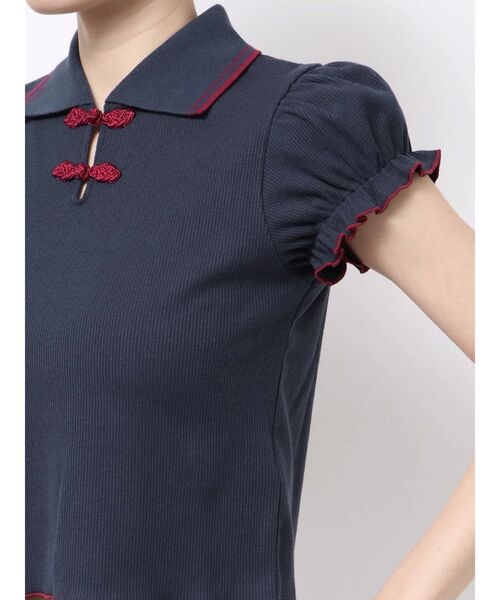 jouetie（ジュエティ）の「パフスリーブチャイナポロトップス（ポロシャツ・レディース・ブラック/ネイビー/ブルー/アイボリー・MEDIUM）」の20枚目の写真