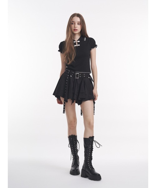 jouetie（ジュエティ）の「パフスリーブチャイナポロトップス（ポロシャツ・レディース・ブラック/ネイビー/ブルー/アイボリー・MEDIUM）」の10枚目の写真