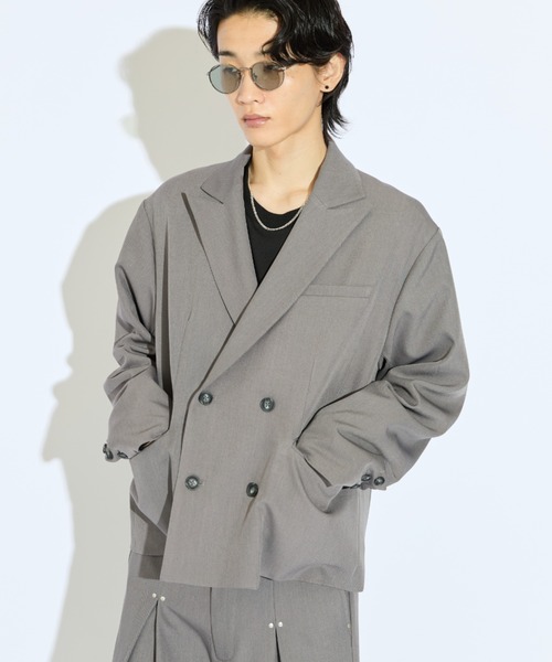 Lui's（ルイス）の「【Neucon/ニューコン】ボックスショートワイドダブルジャケット（テーラードジャケット・メンズ・ブラック/グレー・2/1）」の16枚目の写真