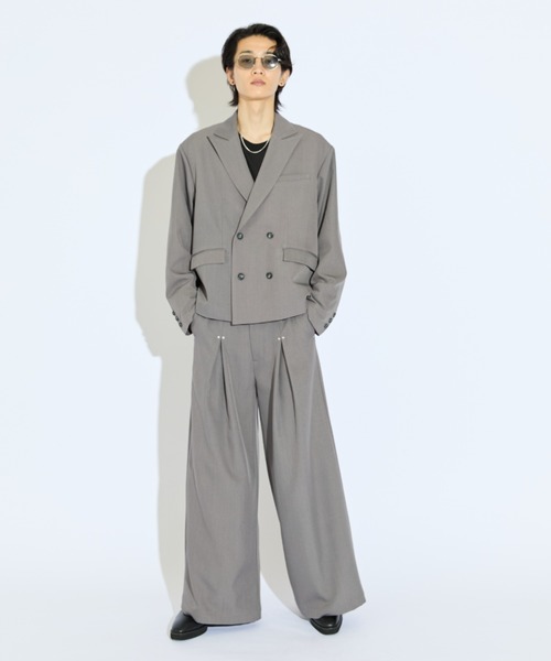 Lui's（ルイス）の「【Neucon/ニューコン】ボックスショートワイドダブルジャケット（テーラードジャケット・メンズ・ブラック/グレー・2/1）」の20枚目の写真