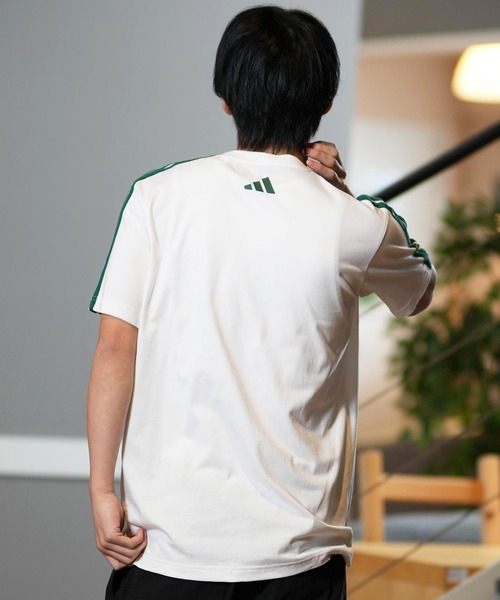 adidas ストライプ 半袖Tシャツ セール】アディカラー スリーストライプス ルーズ クロップド