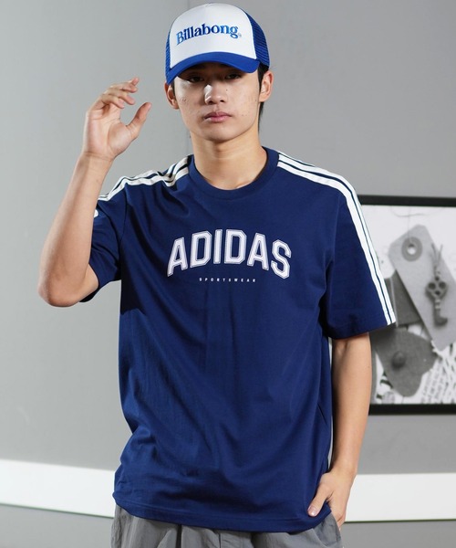 特別オファー adidas/アディダス 吸汗 スリーストライプ 半袖Tee/半袖Tシャツ トップス