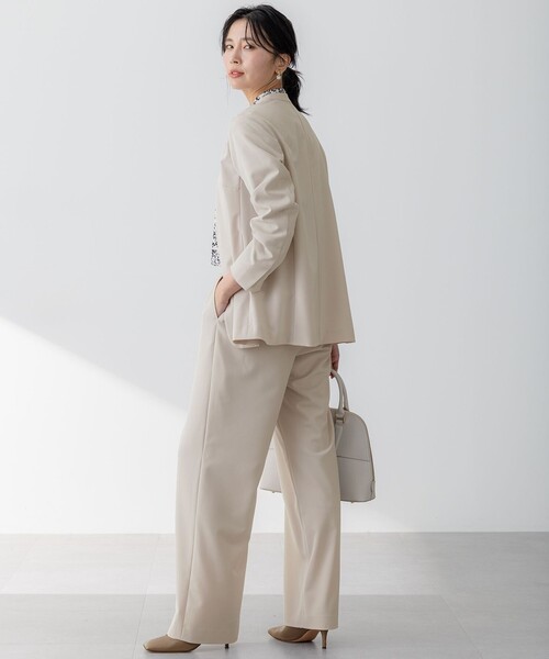 23区 S(ニジュウサンクチイサイサイズ)の「【セットアップ対応/洗える】2WAYストレッチツイル ジャケット(ノーカラージャケット・レディース・ネイビー系/ブラック系/ベージュ系/モスグリーン系・32)」の8枚目の写真