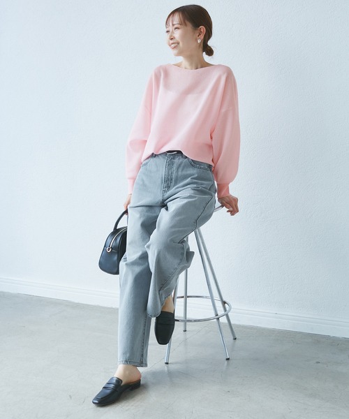 ROPE' PICNIC（ロペピクニック）の「スポンジシアーニットプルオーバー（ニット/セーター・レディース・チャコールグレー/ピンク/グリーン系その他/キナリ・38）」の6枚目の写真